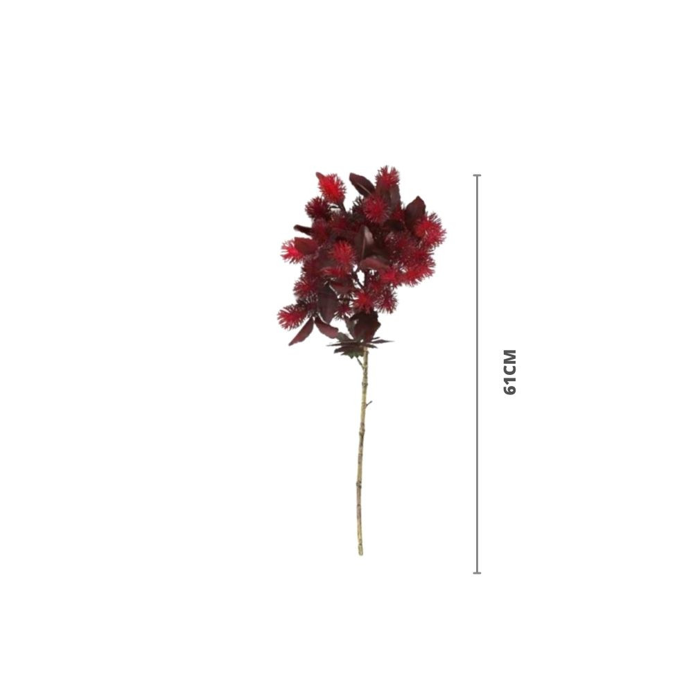 Planta Decorativa Flor De Ricino Vemelho 60cm- Tutti Flores-GU0006