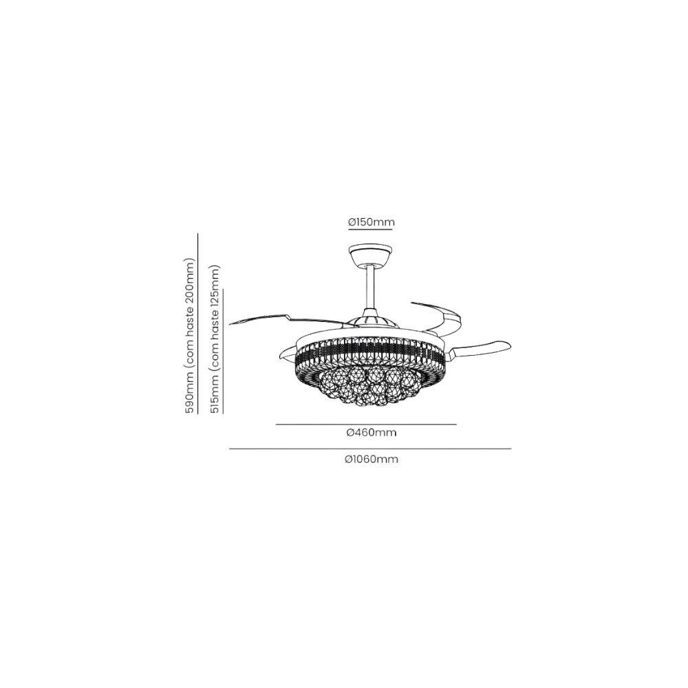 Ventilador Air Cristal LED 30W 3000LM  Multitemperatura  Bivolt - OPUS   HM 85612